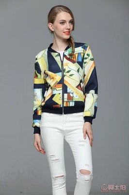 【廠家直銷2016秋冬爆款歐美印花棒球服外套女裝批發Y12】常熟市服裝城悅衣服飾商行 - 產品庫